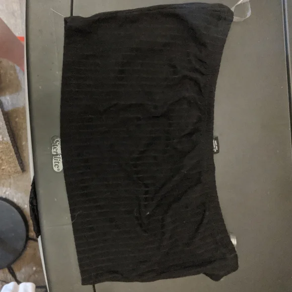 SALE Rue21 Solid Black Ribbed Knit Cropped Tube Bandeau Top Large - Picture 3 of 4